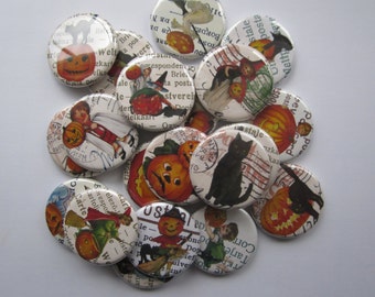 Halloween party favor Lot of  20 Halloween buttons your choice of 1 inch , 1.25" or 1.5 inch