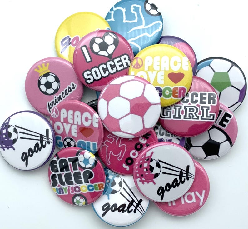 Soccer Button Soccer Player Button Set / TWENTY Total / Various Sizes and Backs ...