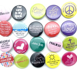 Bible Scripture Inspirational Set of 20 Buttons. 1