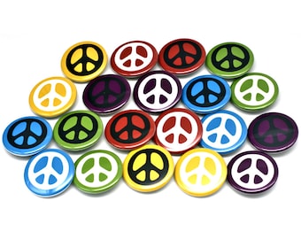 peace sign gift set of 20 buttons pinback flatback hollowback or magnet you choose 1" 1.25" or 1.5"