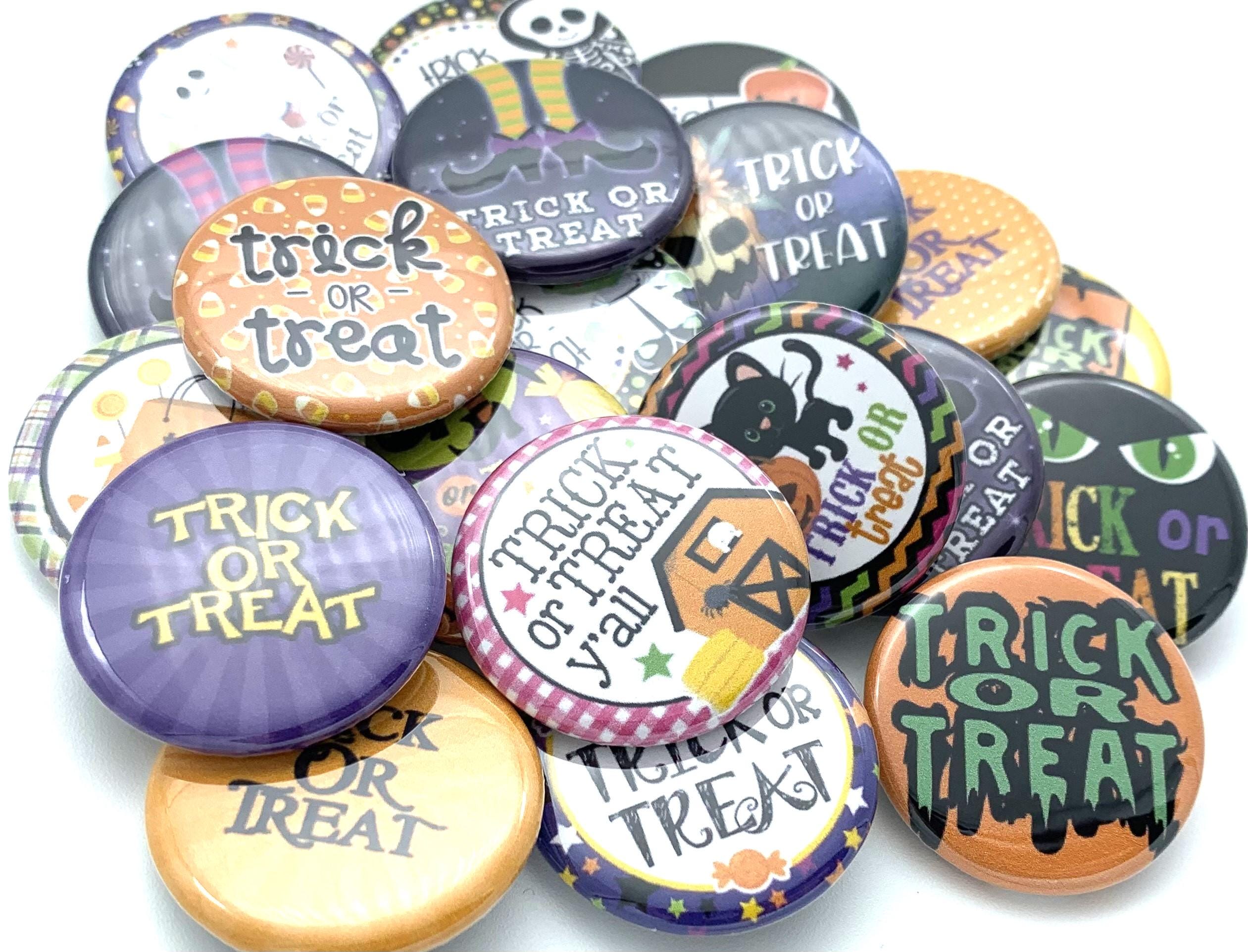 Trick or Treat Halloween Buttons / Pack of TWENTY / Various Backs and ...