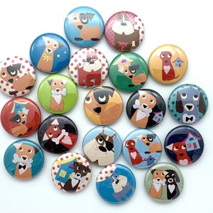 TWENTY puppy dog buttons / various backs and sizes / gift for dog lover / stocking stuffers / party favors