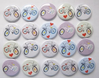 Bicycle themed set of 20 1" or 1.25 inch buttons pinback flatback or hollowback or magnet