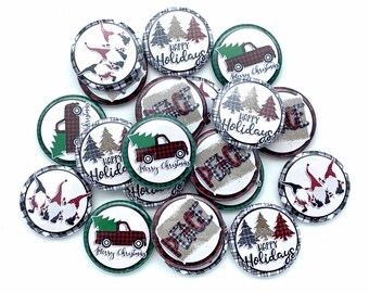cute Christmas  themed (set of twenty) various backs and sizes.  holiday button stocking stuffers