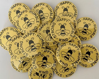 Be kind Bee themed (20 pack) party favor buttons  1" or 1.25  or 1.5" inch pin flat back, hollowback or magnets