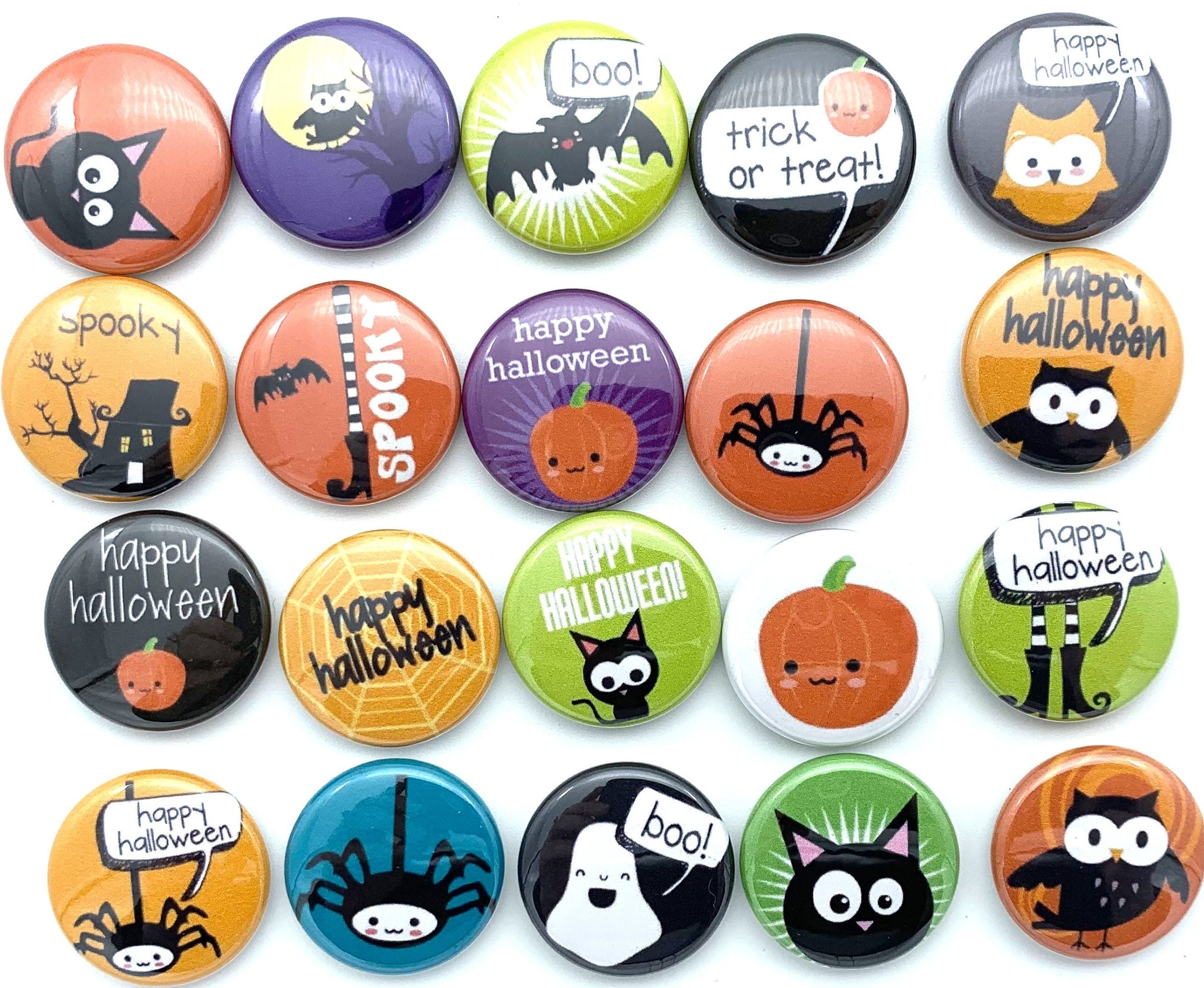 Halloween Party 20 Pack of Buttons Choose 1", 1.25", 1.5" Pin, Flat ...