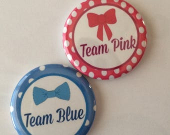 set of 20 team girl team boy gender reveal pins you choose size 1.25 inch or 1.5 inch