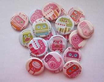 Lot of  20  Lovely Valentine Monster 1 or 1.25"  buttons pinback flatback hollowback or magnet you choose