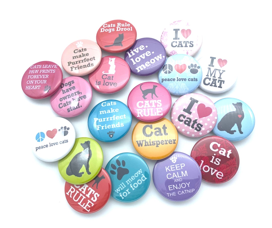 Cat Button Set of 20 / Various Sizes and Backs / Great Gift for Pet ...