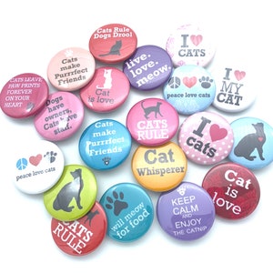 Cat button set of 20 / various sizes and backs / great gift for pet owners