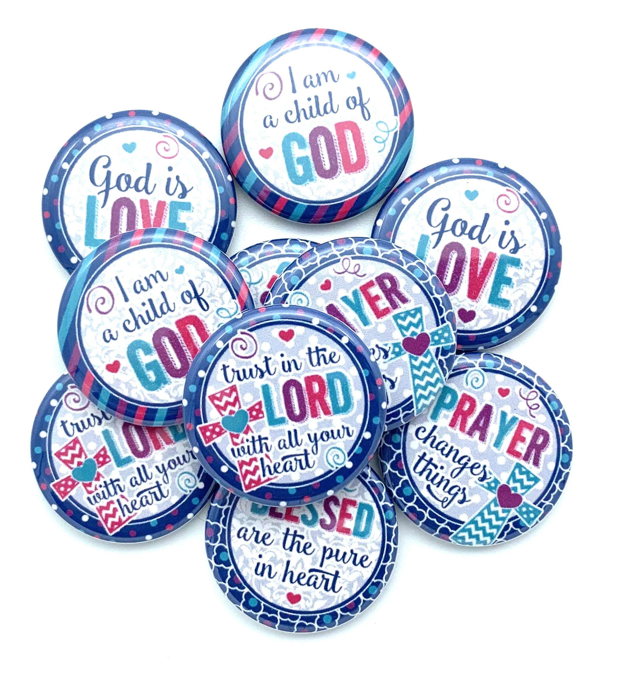 TEN Inspirational Bible Buttons. Various Sizes and Back Types. Great ...