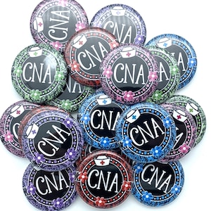TWNETY CNA certified nursing assistant buttons / various backs and sizes / great CNA day week gift / great for badge reels or lanyard pins