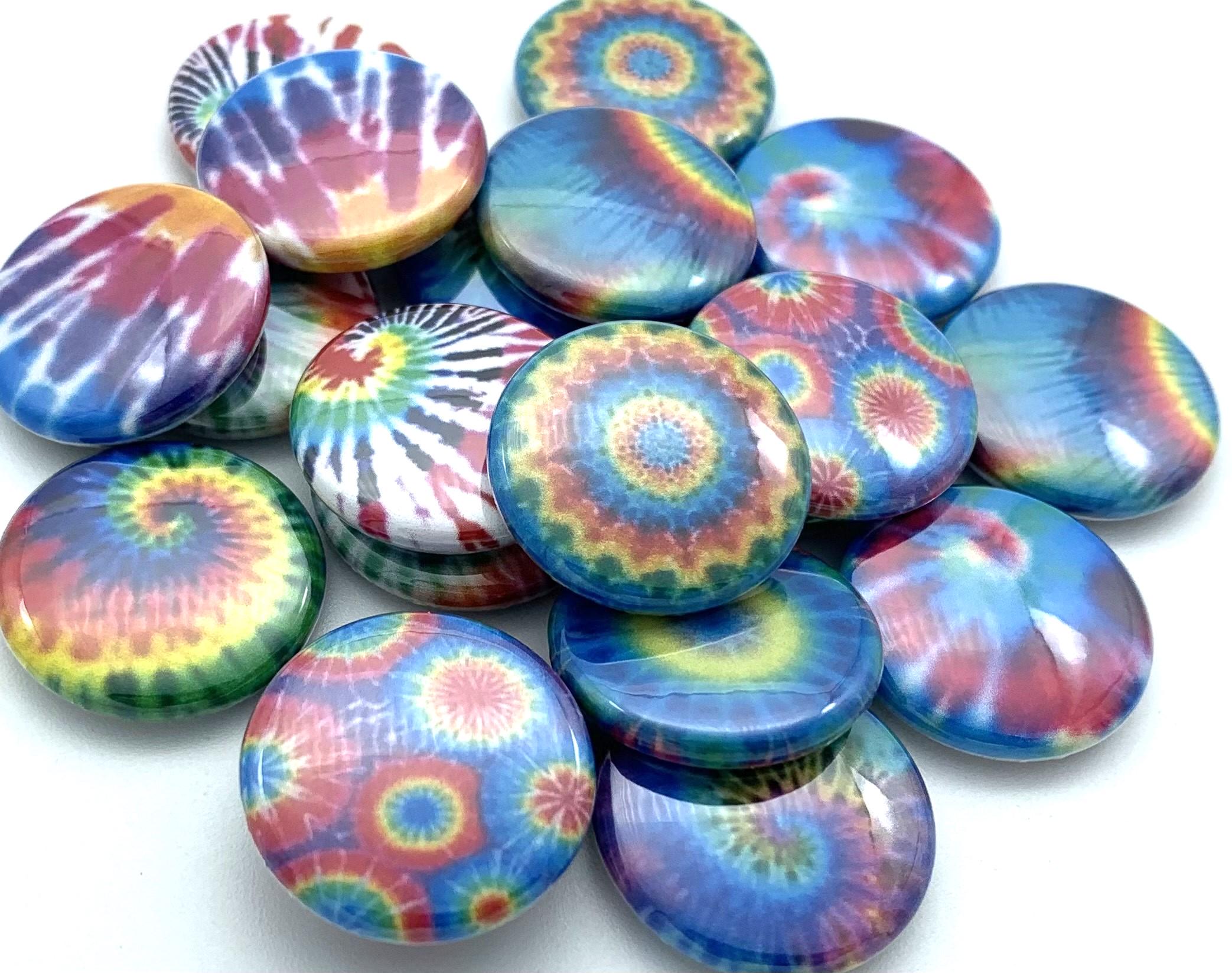Buttons Dye Colorful Tie Dyed Designs Buttons / Set of TWENTY / Choose Size and ...