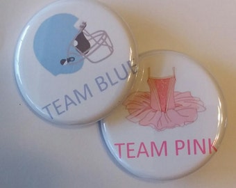 Team pink and team blue gender reveal party set of 20 gender reveal 1.25 inch buttons pinback flatback or hollowback