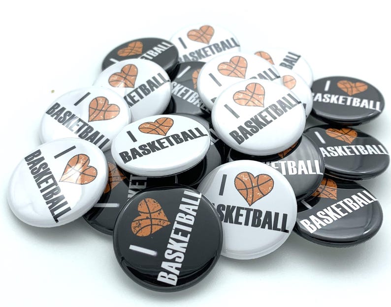 TWENTY I Love (heart) Basketball Buttons Various Sizes and Back Types ...