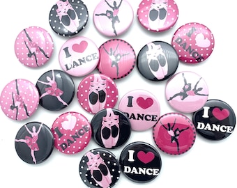 TWENTY Ballet dance buttons / various sizes and backs / great dancer gift or reward