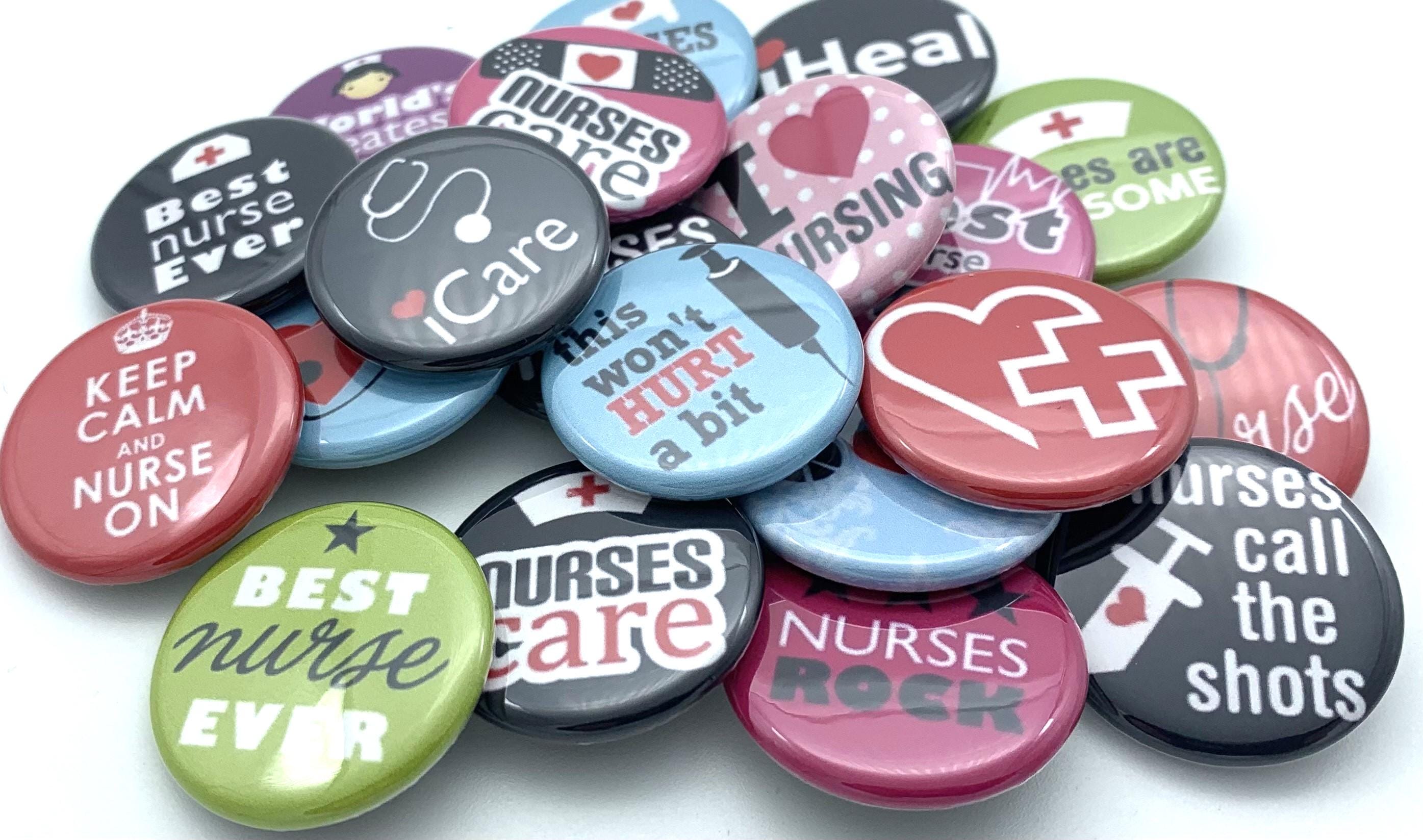 Nurse Week Nursing and Nurse Theme Set of 20 Buttons / Various Sizes ...