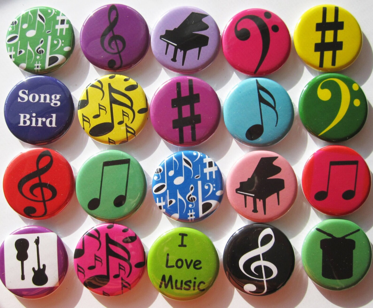 Music Note Buttons (set of 20) Piano or Guitar Student Prize or Gift ...