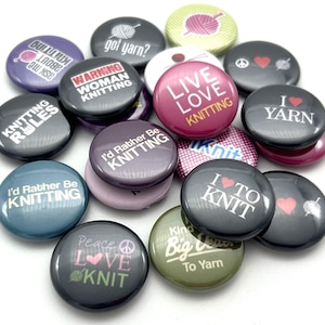 I love knitting (20 pack) buttons / variety of sizes and backs / great gift