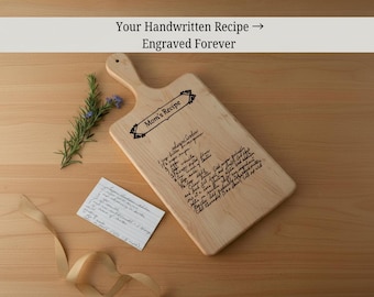 Personalized Handwritten Recipe Cutting Board – Engraved Wood Keepsake
