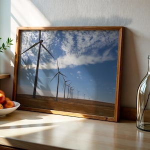 Windmill Farm Photography | Idaho Renewable Energy Landscape | Framed Print for Modern & Nature-Inspired Wall Art | Fine Art Photography