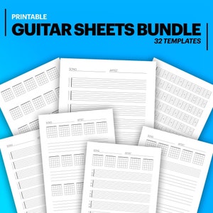 Ultimate Printable Guitar Practice Sheet Bundle: PDF Files for 6 Strings Classical, Acoustic & Electric Guitar in A4 Size, Instant Download!