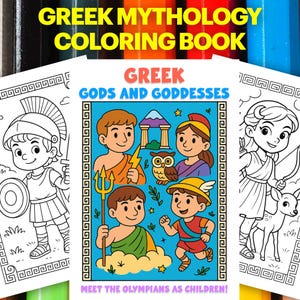 Greek Mythology Coloring Book for Kids: Olympian Gods & Goddesses (Digital Download)