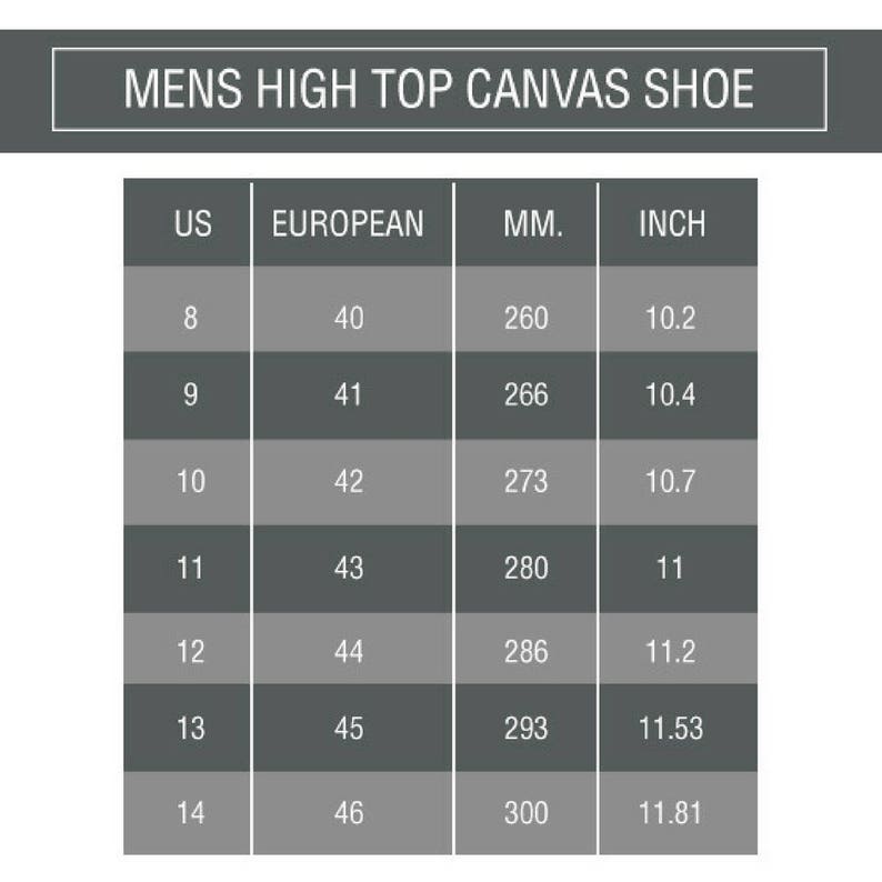Sixties Floral Men/'s Black and White High Top Canvas Sneakers