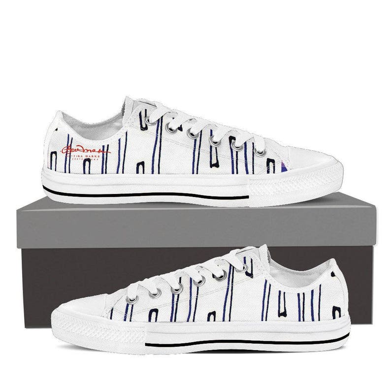 Nautical Crew Women/'s Black and White Low Top Canvas Sneakers