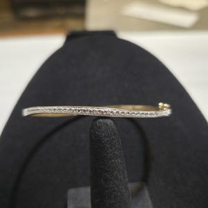 Vintage gesigneerde 'R' sterlingzilver goudkleurige scharnierende manchetarmband 7,5"