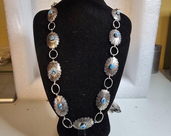 Alpaca Mexico VINTAGE braided, conch, leather belt Zandajo XS Small Vintage Mexico Alpaca Silver Concho Link Belt 37” | eBay main image 2