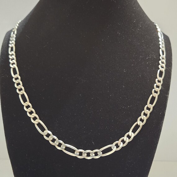 Vintage Italian Made 26 Inch Solid Sterling Silver Figaro Necklace 6mm