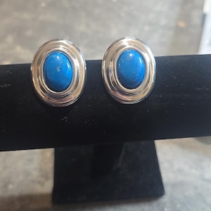 Vintage Sterling Silver/Turquoise Signed FIR&#39;S NVC Clip On Earrings