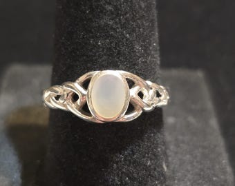 Vintage Sterling Silber Keltischer Knoten Perlmutt Ring Größe 6,75