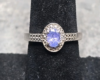 Vintage Sterling Silver Natural Violet Blue Tanzanite Ring Size 7