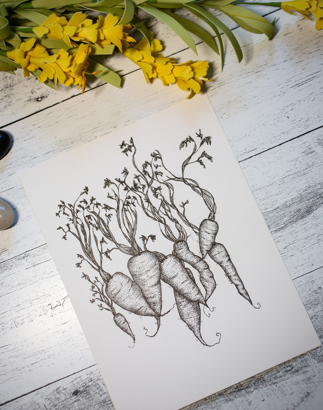 Original Fat Carrots Pen and Ink Drawing Etsy