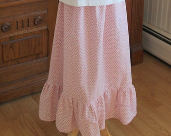 Girl's Ruffled Skirt, Size 8, Pink Calico, Ready to Ship