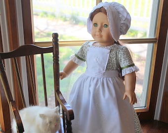 Doll Colonial Dress with Pinner Apron, Cap and Bloomers - Ready to Ship
