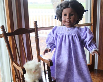 Doll Nightgown Lavender Flannel, Bloomers, and Hand Knit Slippers Ready to Ship