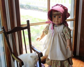 Prairie Rose Pioneer Doll Dress with Pinafore, Bonnet, and Bloomers