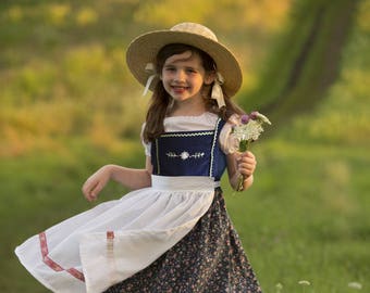 Blue Hand Embroidered Dirndl Dress Sizes 2-12