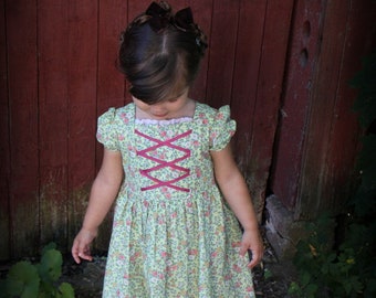 Springtime Calico Peasant Dress Sizes 2-10