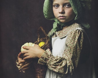 Girls Pioneer Dress with Bonnet and Pinafore sizes 2-8 Laura Ingalls Wilder historical prairie little house