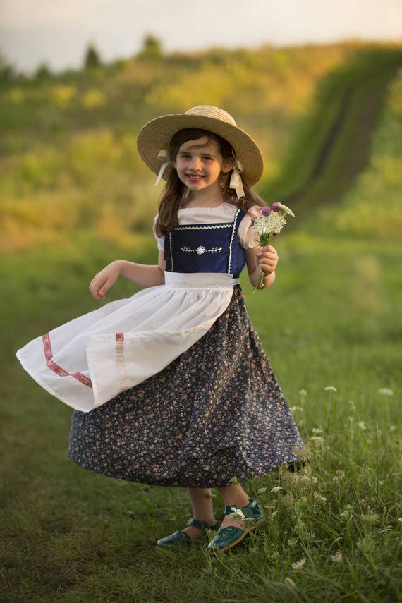 Blue Hand Embroidered Dirndl Dress Sizes 2 12 Etsy