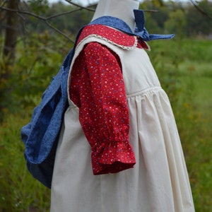 Pioneer Dress with Pinafore and Bonnet Sizes 2-8 image 3