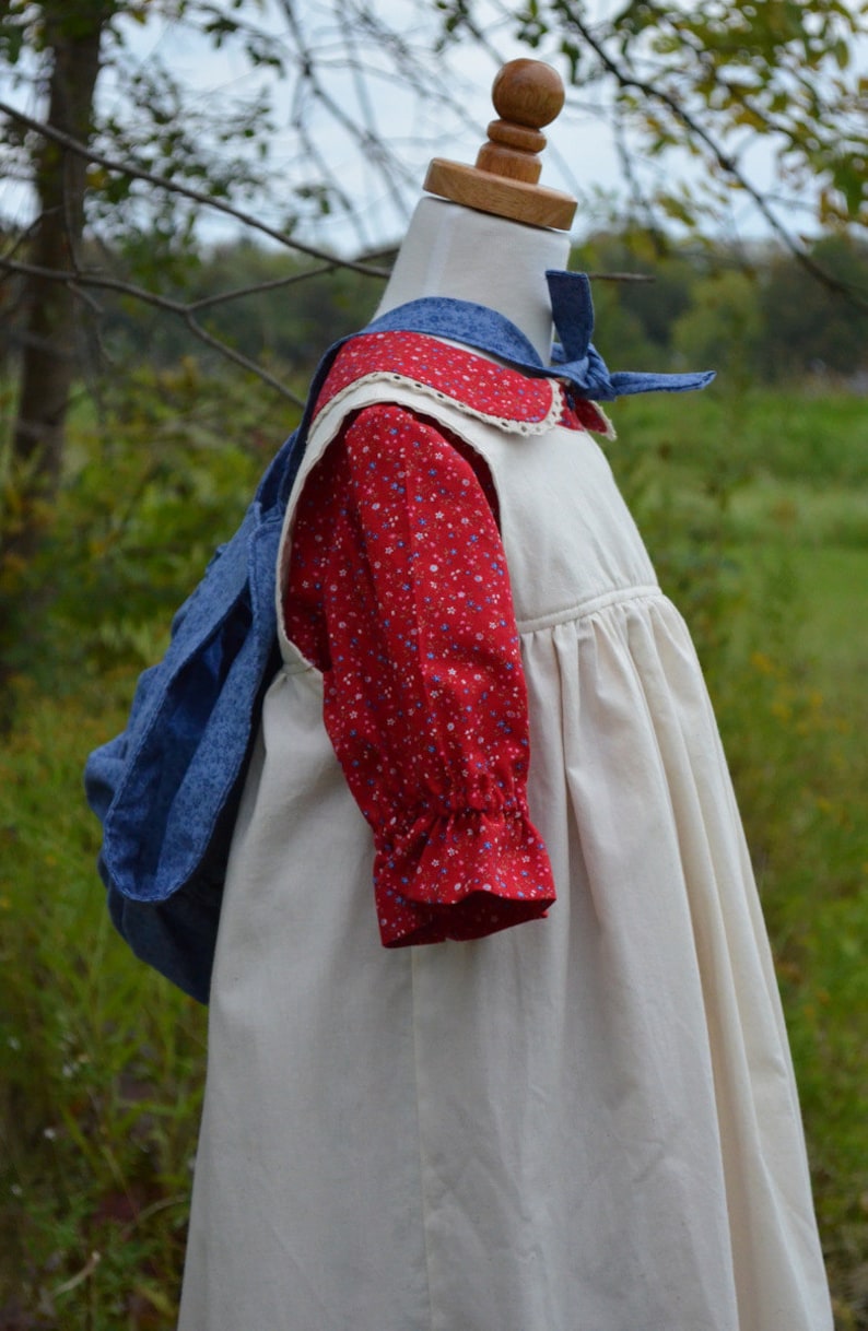 Pioneer Dress with Pinafore and Bonnet Sizes 2-8 image 3