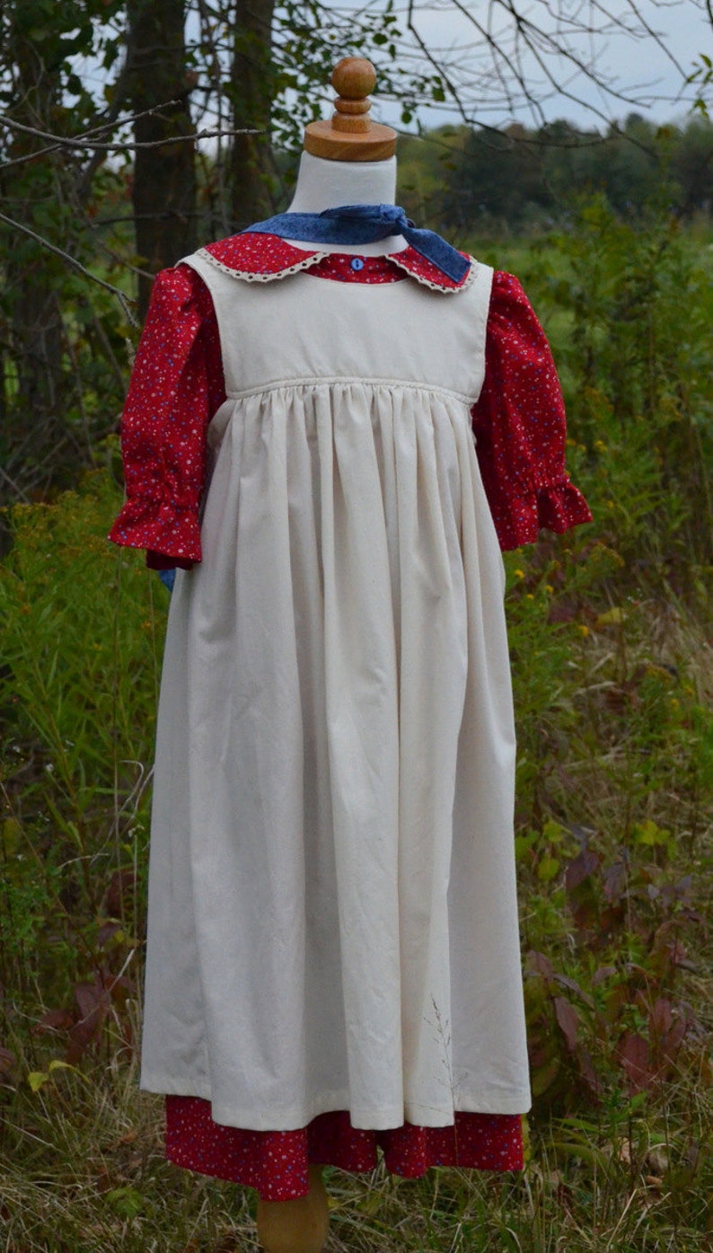 Pioneer Dress with Pinafore and Bonnet Sizes 2-8 image 2