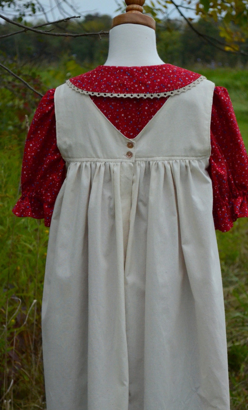 Pioneer Dress with Pinafore and Bonnet Sizes 2-8 image 4