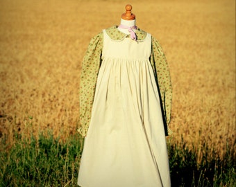 Pioneer Dress with Pinafore and Bonnet Sizes 2-8