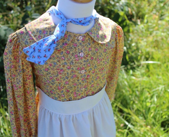 Girl s Mary Pioneer Dress W Half Apron and Bonnet Sizes 2 12 Etsy